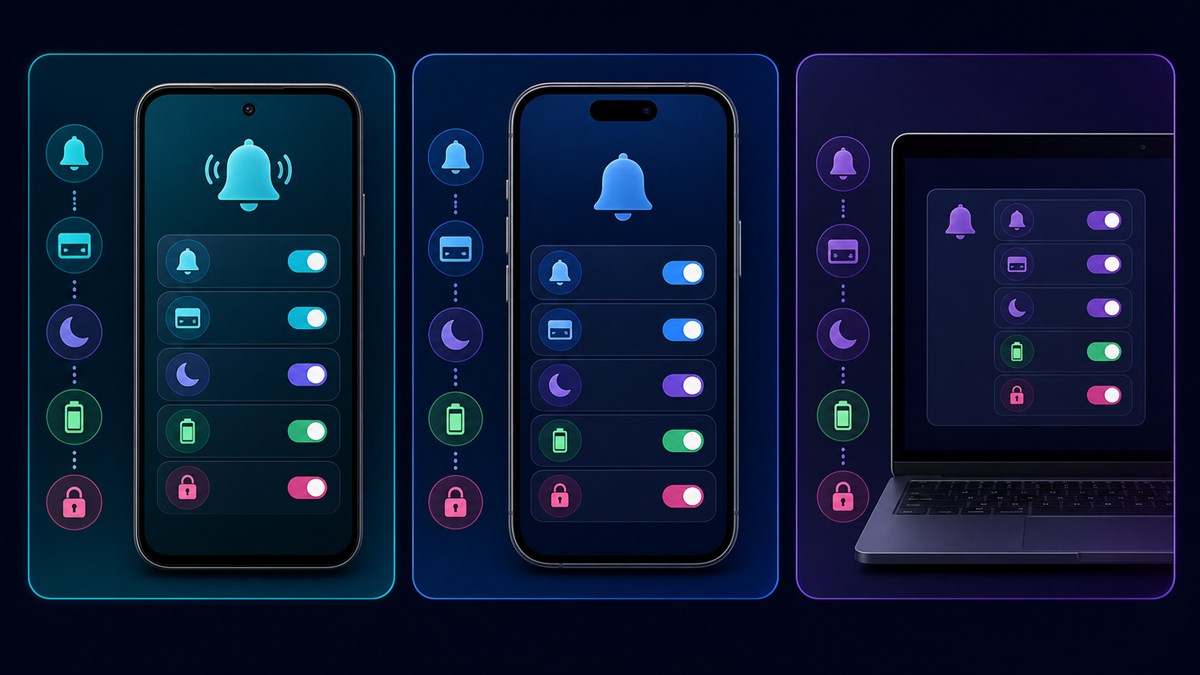 TatoTalk在Android iPhone和Windows上的通知权限与专注模式对照图